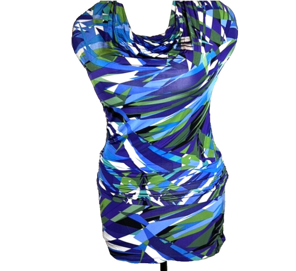 BCBG MaxAzria | Purple Blue Abstract Hip Hugger Dress Size L